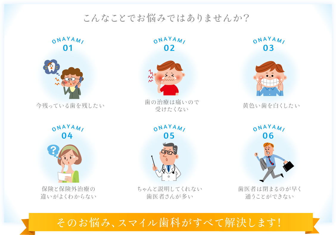 歯に関するお悩み、スマイル歯科がすべて解決します！